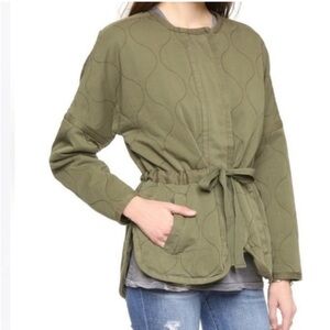 Madewell Quilted Drawstring Utility Jacket in Olive Green